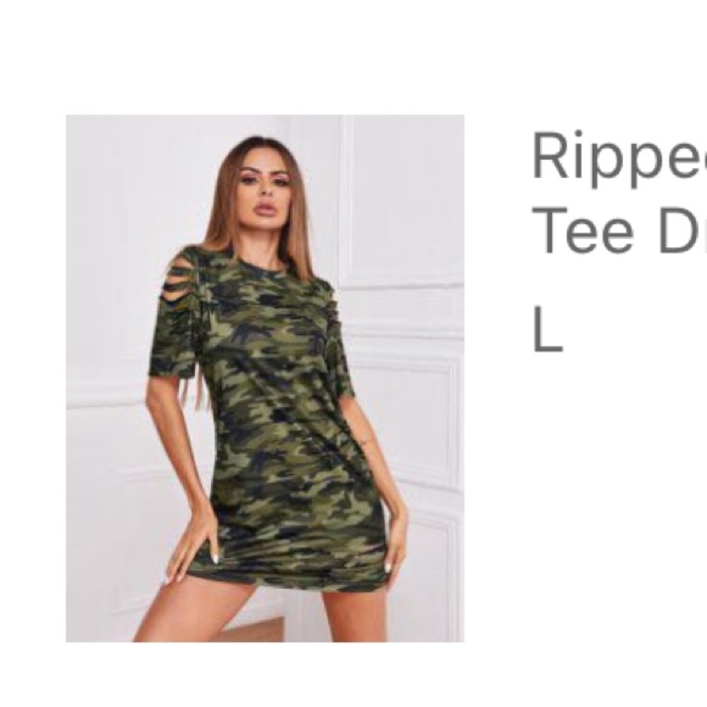 Camouflage Cut-Out Sleeve T-Shirt dress